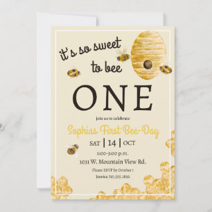Invitación Dulce ser uno Panal Abejas Cumpleaños 1