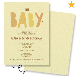 Invitación Dulce Shower de Bebé Amarillo Mínimo sin Género