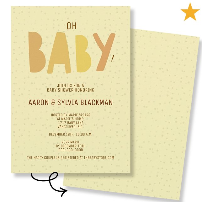 Invitación Dulce Shower de Bebé Amarillo Mínimo sin Género (Subido por el creador)