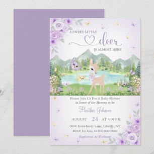 Invitación Dulce Shower de Bebé Ciervo con Floración de Prima
