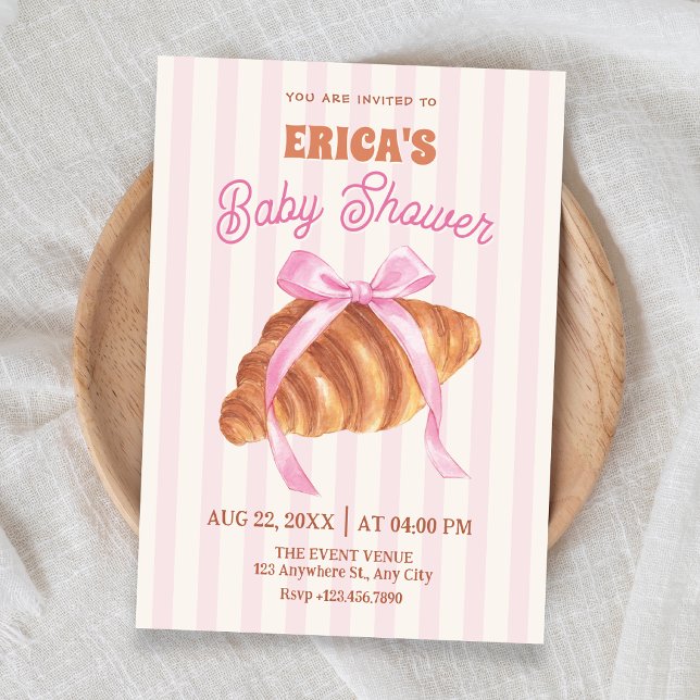 Invitación Dulce shower de bebé con lazo de croissant (Subido por el creador)