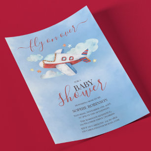 Invitación Dulce Shower de bebé de Acuarela de Aeroplano