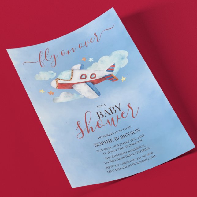 Invitación Dulce Shower de bebé de Acuarela de Aeroplano (Subido por el creador)