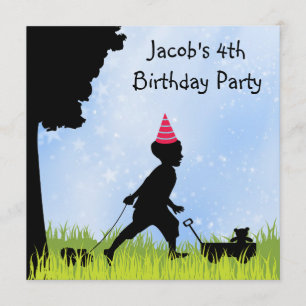Invitación Dulce Silueta Chicos Cumpleaños 4 Años Fiesta