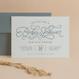 Invitación Dulce simple adorable baby shower azul