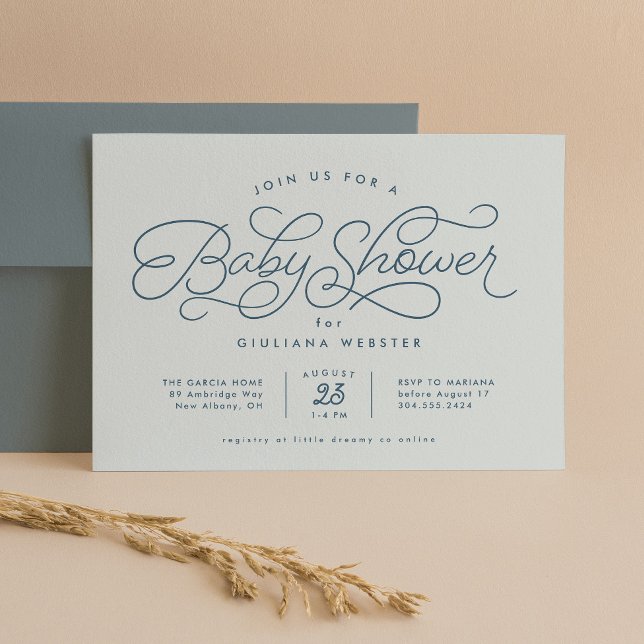 Invitación Dulce simple adorable baby shower azul (Subido por el creador)
