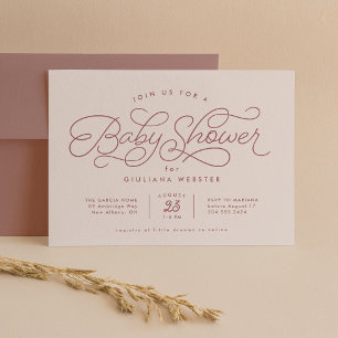Invitación Dulce simple adorable rosa sonrosado para baby sho