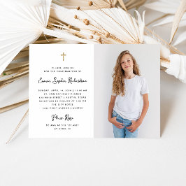 Invitación Dulce simple | Confirmación de foto en blanco y ne