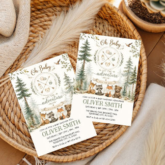 Invitación Dulce sorpresa de animales de camping en el bosque