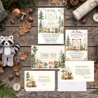 Invitación Dulce sorpresa de animales de camping en el bosque