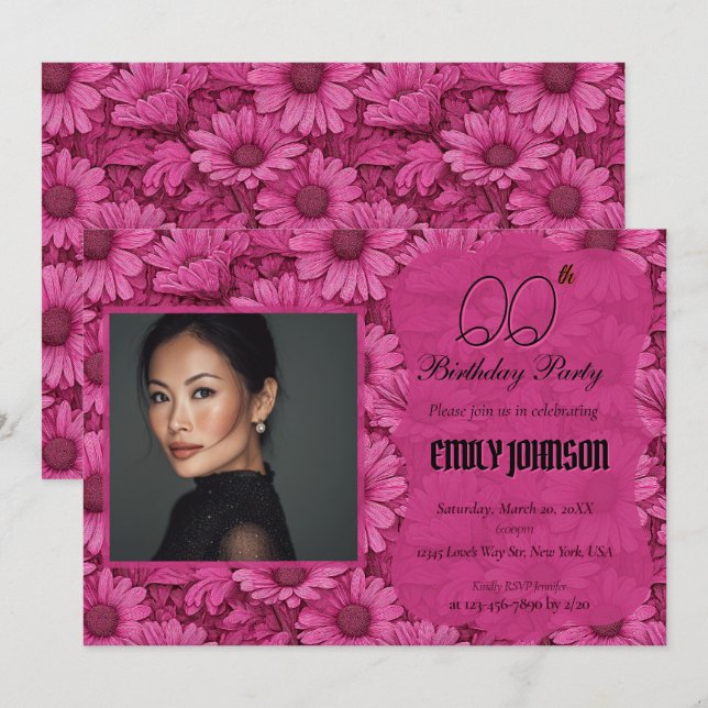 Invitación Dulce sorpresa de cumpleaños Daisy (Anverso / Reverso)