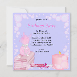 Invitación Dulce spa de baño Masaje y Fiesta de belleza invit