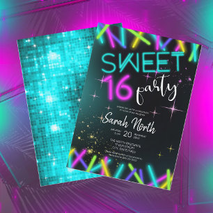Invitación Dulce suave de Neon Dieciséis ID760