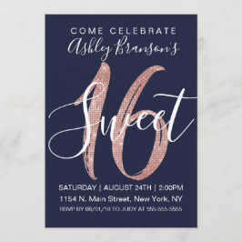 Invitación Dulce subió azules marinos femeninos 16 del