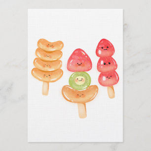Invitación Dulce Tanghulu Kawaii Dibujado a Mano