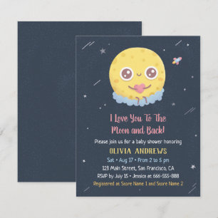 Invitación Dulce Te Amo Hasta la Luna y de Regreso Ducha de B