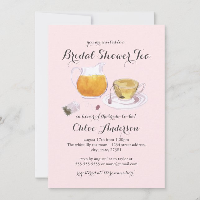 Invitación Dulce teacup Bridal Shower Tea Fiesta Invite (Anverso)