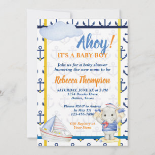 Invitación Dulce tema náutico para baby shower de niño