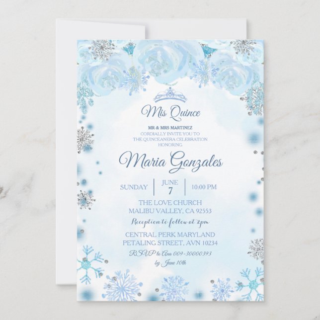 Invitación Dulce Temporada de Vacaciones Azules Dulces 15º cu (Anverso)