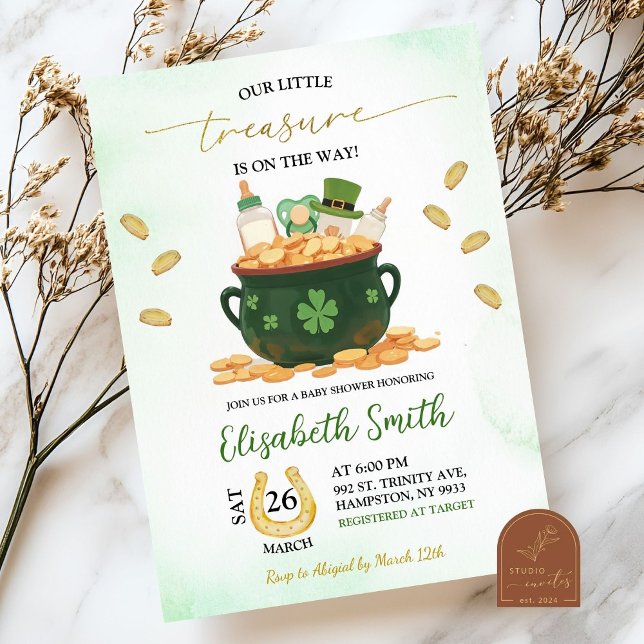 Invitación Dulce Tesoro Baby Shower Patricks Día (Subido por el creador)