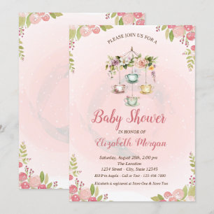 Invitación Dulce Teterita Flores de Primavera Baby Shower
