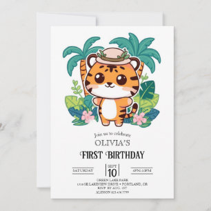 Invitación Dulce tigre encantado 1er cumpleaños digital