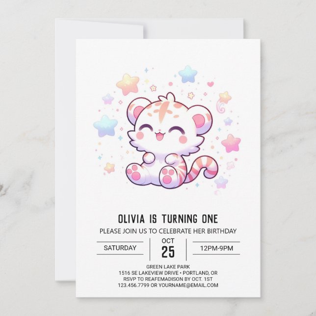 Invitación Dulce Tigre Primer Cumpleaños (Anverso)