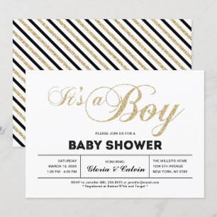 Invitación Dulce   Tipografía moderna Es un niño Baby Shower