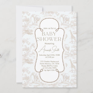 Invitación Dulce Toile de Jouy Chinoiserie para baby shower
