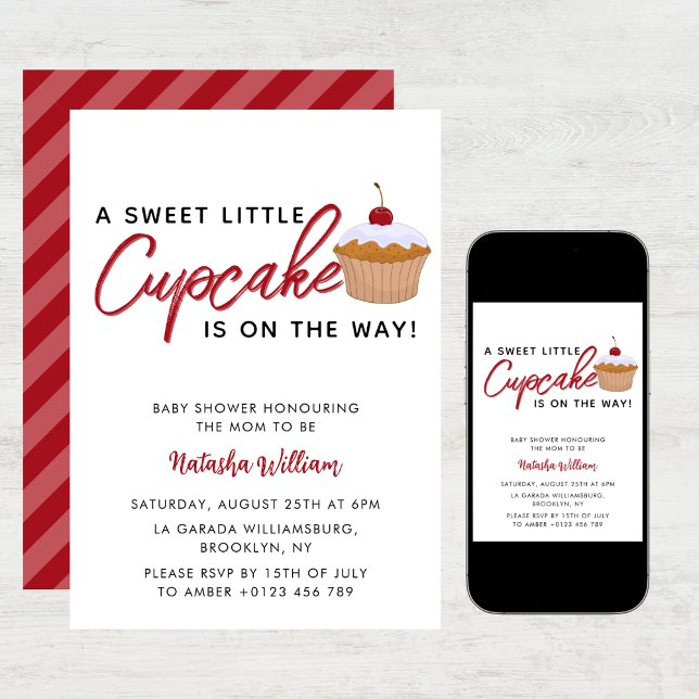 Invitación Dulce Torta de cerezo dulce ducha de bebé (Subido por el creador)