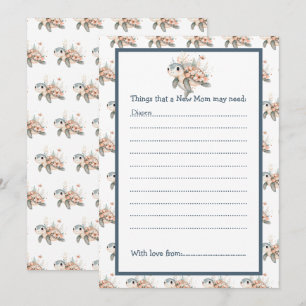 Invitación Dulce tortuga floral Baby Shower