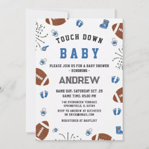 Invitación Dulce Touchdown Fiesta de Bebé de Fútbol Americano