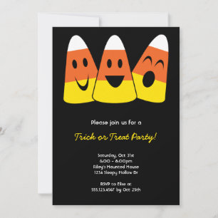 Invitación Dulce trío de maíz de caramelo truco o trato Hallo