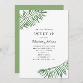 Invitación Dulce tropical 16. Exótico verde en 16 años