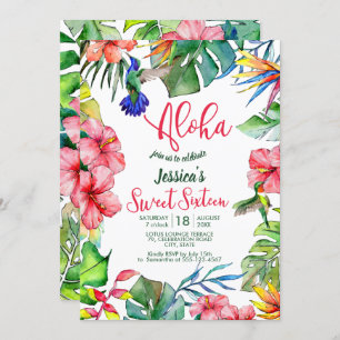Invitación Dulce Tropical Aloha Hawaiano Dieciséis
