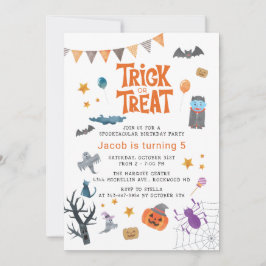 Invitación Dulce truco o trato de Halloween 5º cumpleaños