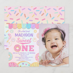 Invitación Dulce un arcoiris donut 1er cumpleaños foto