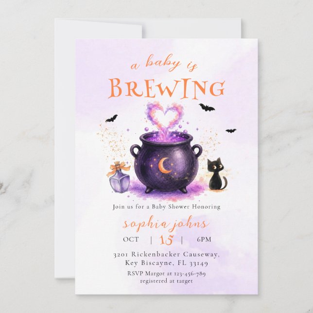 Invitación Dulce un bebé se está gestando Fiesta de Halloween (Anverso)