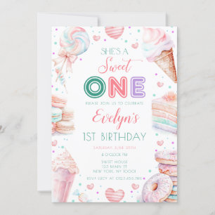 Invitación Dulce un Chica de Candy Primer Cumpleaños