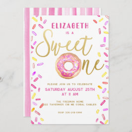 Invitación Dulce un Chica de Donut Primer Fiesta de cumpleaño