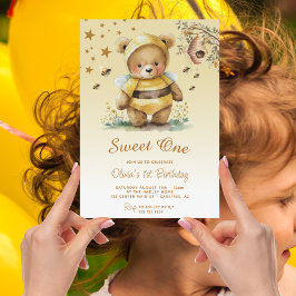 Invitación Dulce un Chica de oso de miel