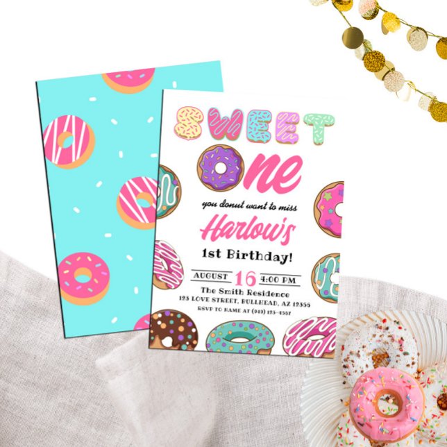 Invitación Dulce un Chica Donut Primer cumpleaños (Subido por el creador)