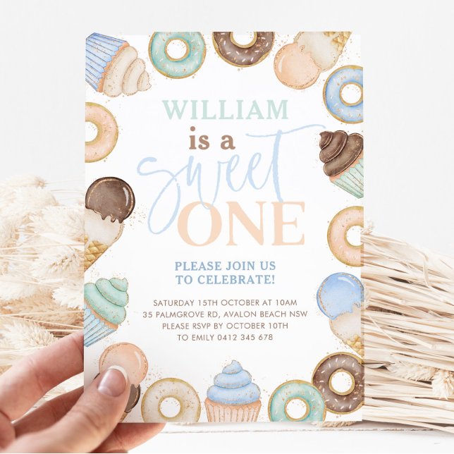 Invitación Dulce Un Chocolate Donut Niños Primer cumpleaños (Subido por el creador)