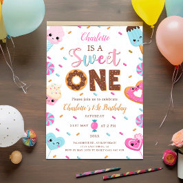 Invitación Dulce Un Cumpleaños Donut Candy Primer Cumpleaños