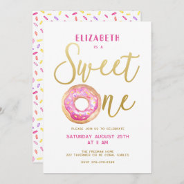 Invitación Dulce un donut Chica aspersor Primer cumpleaños