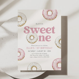 Invitación Dulce Un Donut Primer Cumpleaños