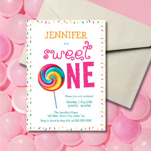 Invitación Dulce un golosino de golosina Primer cumpleaños