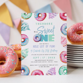 Invitación Dulce un lindo Doughnut Boy Fiesta de cumpleaños
