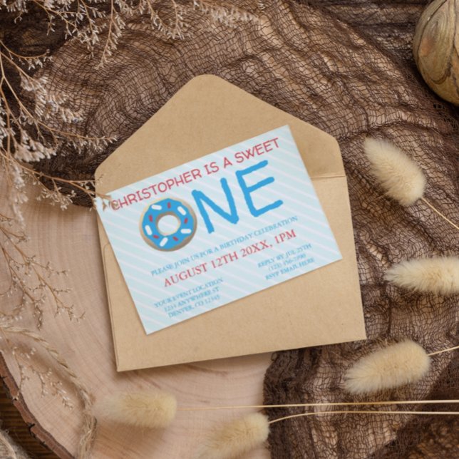 Invitación Dulce un niño donut primer cumpleaños (Subido por el creador)