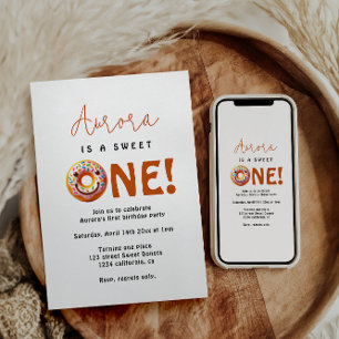 Invitación Dulce Una acuarela lindo donuts 1º cumpleaños